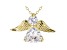 White Cubic Zirconia 18K Yellow Gold Over Sterling Silver Angel Pendant With Chain 2.42ctw