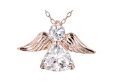 White Cubic Zirconia 18K Rose Gold Over Sterling Silver Angel Pendant With Chain 2.42ctw