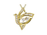 White Cubic Zirconia 18k Yellow Gold Over Sterling Silver Bird Pendant With Chain 0.64ctw