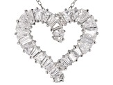 White Cubic Zirconia Rhodium Over Sterling Silver Heart Pendant With Chain 3.24ctw
