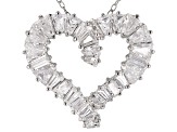 White Cubic Zirconia Rhodium Over Sterling Silver Heart Pendant With Chain 3.24ctw