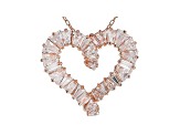 White Cubic Zirconia 18K Rose Gold Over Sterling Silver Heart Pendant With Chain 3.24ctw