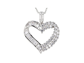 White Cubic Zirconia Rhodium Over Sterling Silver Heart Pendant With Chain 1.90ctw