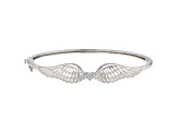 White Cubic Zirconia Rhodium Over Sterling Silver Angel Wing Heart Bracelet 0.18ctw