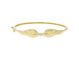 White Cubic Zirconia 18K Yellow Gold Over Sterling Silver Angel Wing Heart Bracelet 0.18ctw