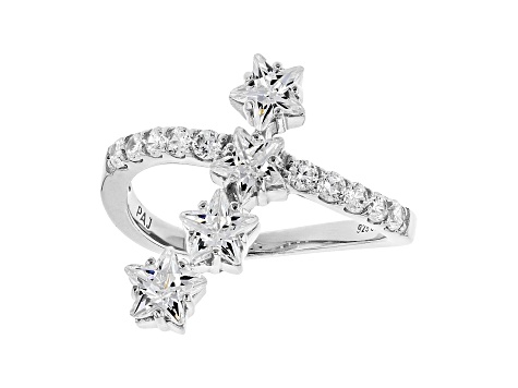 White Cubic Zirconia Rhodium Over Sterling Silver Star Ring 3.17ctw