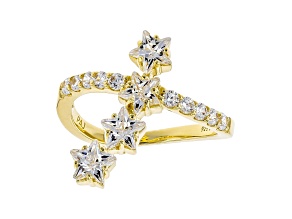 White Cubic Zirconia 18K Yellow Gold Over Sterling Silver Star Ring 3.17ctw