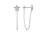 White Cubic Zirconia Rhodium Over Sterling Silver Star Earrings 0.22ctw