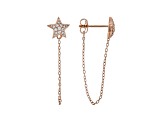 White Cubic Zirconia 18K Rose Gold Over Sterling Silver Star Earrings 0.22ctw