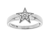 White Cubic Zirconia Rhodium Over Sterling Silver Star Ring 0.17ctw