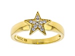 White Cubic Zirconia 18K Yellow Gold Over Sterling Silver Star Ring 0.17ctw
