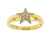 White Cubic Zirconia 18K Yellow Gold Over Sterling Silver Star Ring 0.17ctw