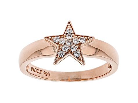 White Cubic Zirconia 18K Rose Gold Over Sterling Silver Star Ring 0.17ctw -  BLV091C