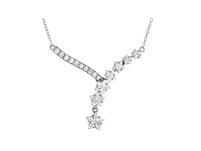 White Cubic Zirconia Rhodium Over Sterling Silver Star Necklace 6.11ctw