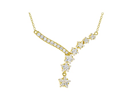 White Cubic Zirconia 18K Yellow Gold Over Sterling Silver Star Necklace 6.11ctw