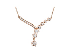 White Cubic Zirconia 18K Rose Gold Over Sterling Silver Star Necklace 6.11ctw