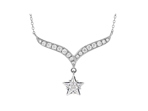 White Cubic Zirconia Rhodium Over Sterling Silver Star Necklace 5.42ctw