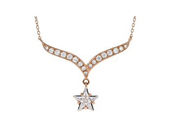 Picture of White Cubic Zirconia 18K Rose Gold Over Sterling Silver Star Necklace 5.42ctw