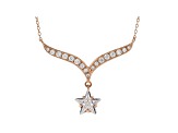 White Cubic Zirconia 18K Rose Gold Over Sterling Silver Star Necklace 5.42ctw