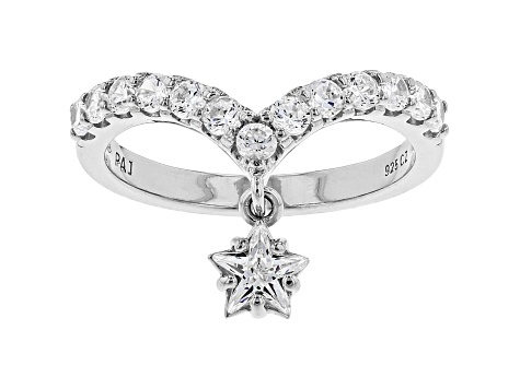 White Cubic Zirconia Rhodium Over Sterling Silver Star Ring 1.69ctw