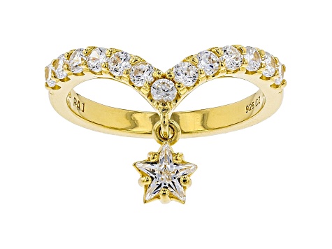 White Cubic Zirconia 18K Yellow Gold Over Sterling Silver Star Ring 1.69ctw