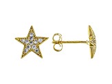 White Cubic Zirconia 18K Yellow Gold Over Sterling Silver Star Stud Earrings 0.35ctw