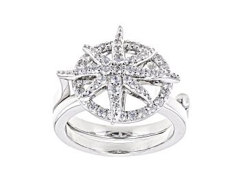 Picture of White Cubic Zirconia Rhodium Over Sterling Silver Star Ring 0.86ctw