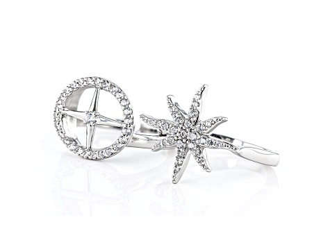 White Cubic Zirconia Rhodium Over Sterling Silver Star Ring 0.86ctw