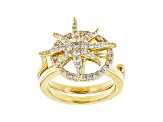 White Cubic Zirconia 18k Yellow Gold Over Sterling Silver Star Ring 0.86ctw