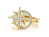 White Cubic Zirconia 18k Yellow Gold Over Sterling Silver Star Ring 0.86ctw