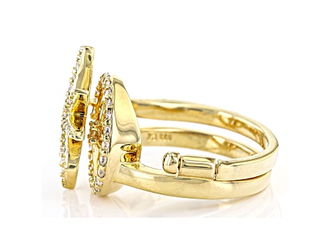 White Cubic Zirconia 18k Yellow Gold Over Sterling Silver Star Ring 0 ...