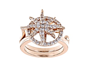 White Cubic Zirconia 18k Rose Gold Over Sterling Silver Star Ring 0.86ctw