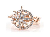 White Cubic Zirconia 18k Rose Gold Over Sterling Silver Star Ring 0.86ctw