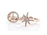 White Cubic Zirconia 18k Rose Gold Over Sterling Silver Star Ring 0.86ctw