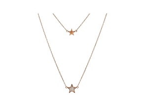 White Cubic Zirconia 18K Rose Gold Over Sterling Silver Star Necklace 0.18ctw