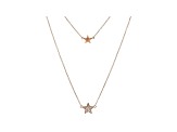 White Cubic Zirconia 18K Rose Gold Over Sterling Silver Star Necklace 0.18ctw