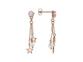 White Cubic Zirconia 18K Rose Gold Over Sterling Silver Star Dangle Earrings 2.96ctw