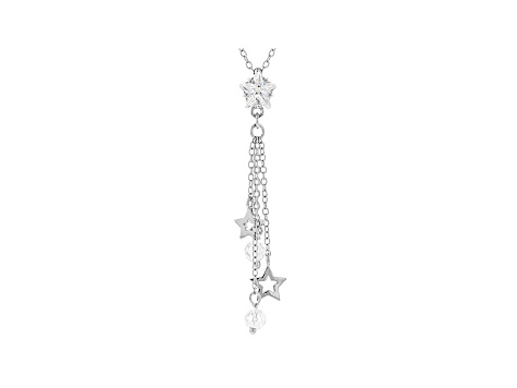 White Cubic Zirconia Rhodium Over Sterling Silver Star Pendant With Chain 3.18ctw
