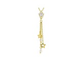 White Cubic Zirconia 18K Yellow Gold Over Sterling Silver Star Pendant With Chain 3.18ctw