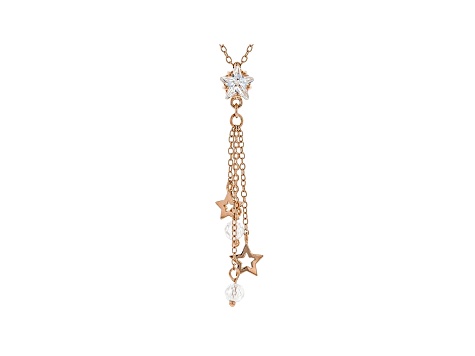 White Cubic Zirconia 18K Rose Gold Over Sterling Silver Star Pendant With Chain 3.18ctw