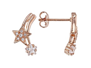 White Cubic Zirconia 18k Rose Gold Over Sterling Silver Star Stud Earrings 0.70ctw
