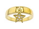 White Cubic Zirconia 18K Yellow Gold Over Sterling Silver Star Ring 0.10ctw