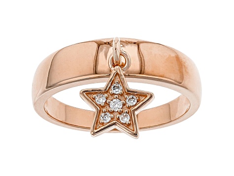 White Cubic Zirconia 18K Rose Gold Over Sterling Silver Star Ring 0.10ctw