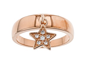 White Cubic Zirconia 18K Rose Gold Over Sterling Silver Star Ring 0.10ctw