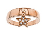 White Cubic Zirconia 18K Rose Gold Over Sterling Silver Star Ring 0.10ctw