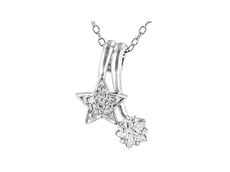 White Cubic Zirconia Rhodium Over Sterling Silver Star Pendant With Chain 0.75ctw