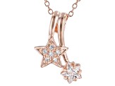 White Cubic Zirconia 18k Rose Gold Over Sterling Silver Star Pendant With Chain 0.75ctw