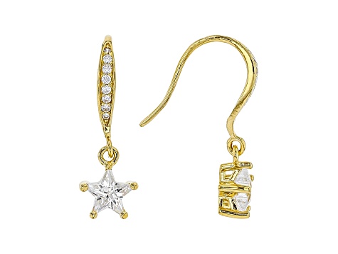 White Cubic Zirconia 18K Yellow Gold Over Sterling Silver Star Earrings 2.26ctw