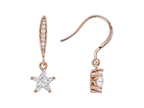 White Cubic Zirconia 18K Rose Gold Over Sterling Silver Star Earrings 2.26ctw