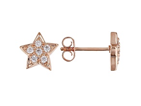 White Cubic Zirconia 18k Rose Gold Over Sterling Silver Star Stud Earrings 0.32ctw